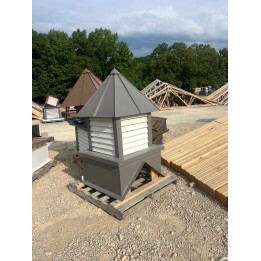 36" COUNTY CHARCOAL ROOF, BASE, AND CORNERS PURE WHITE LOUVERS 9/12 NO WV