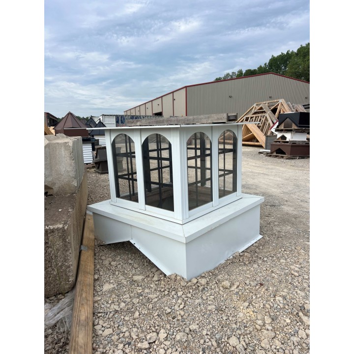 ****CUPOLA PARTS****48" PURE WHITE TOWER WITH GLASS AND PURE WHITE BASE BLACK GRIDS 4/12
